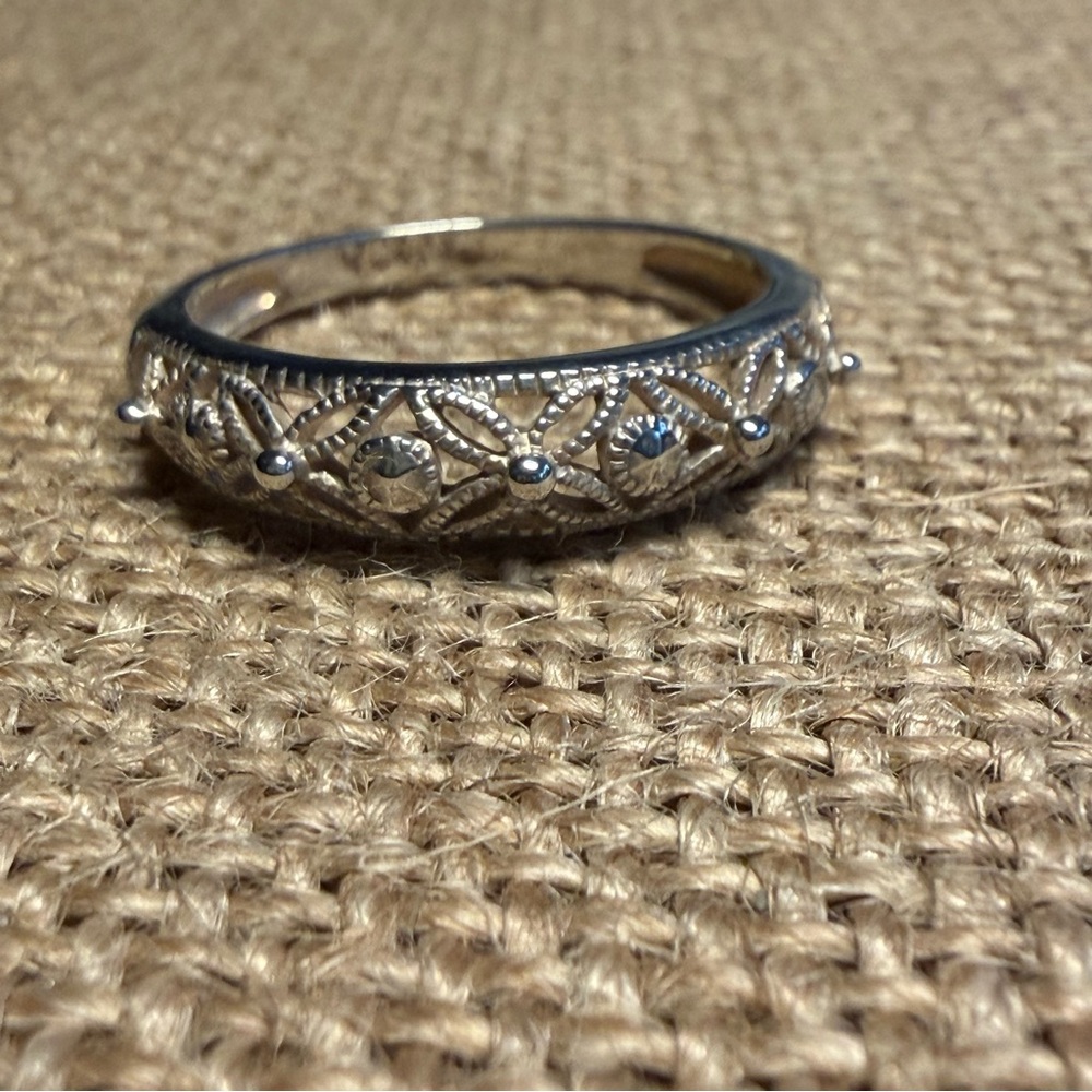 Sterling Silver Filigree Ring Size 10.5